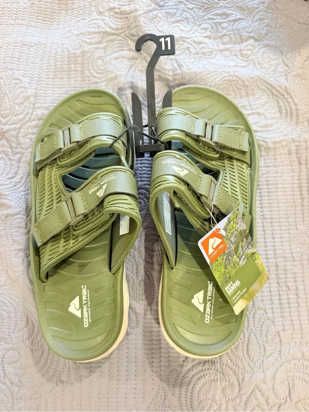 Ozark Trail Men’s Olive Green Dual-Strap Slide Sandals